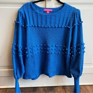 Lilly Pulitzer Kippa Sweater UK Royal Blue Pom Pom Flare XL